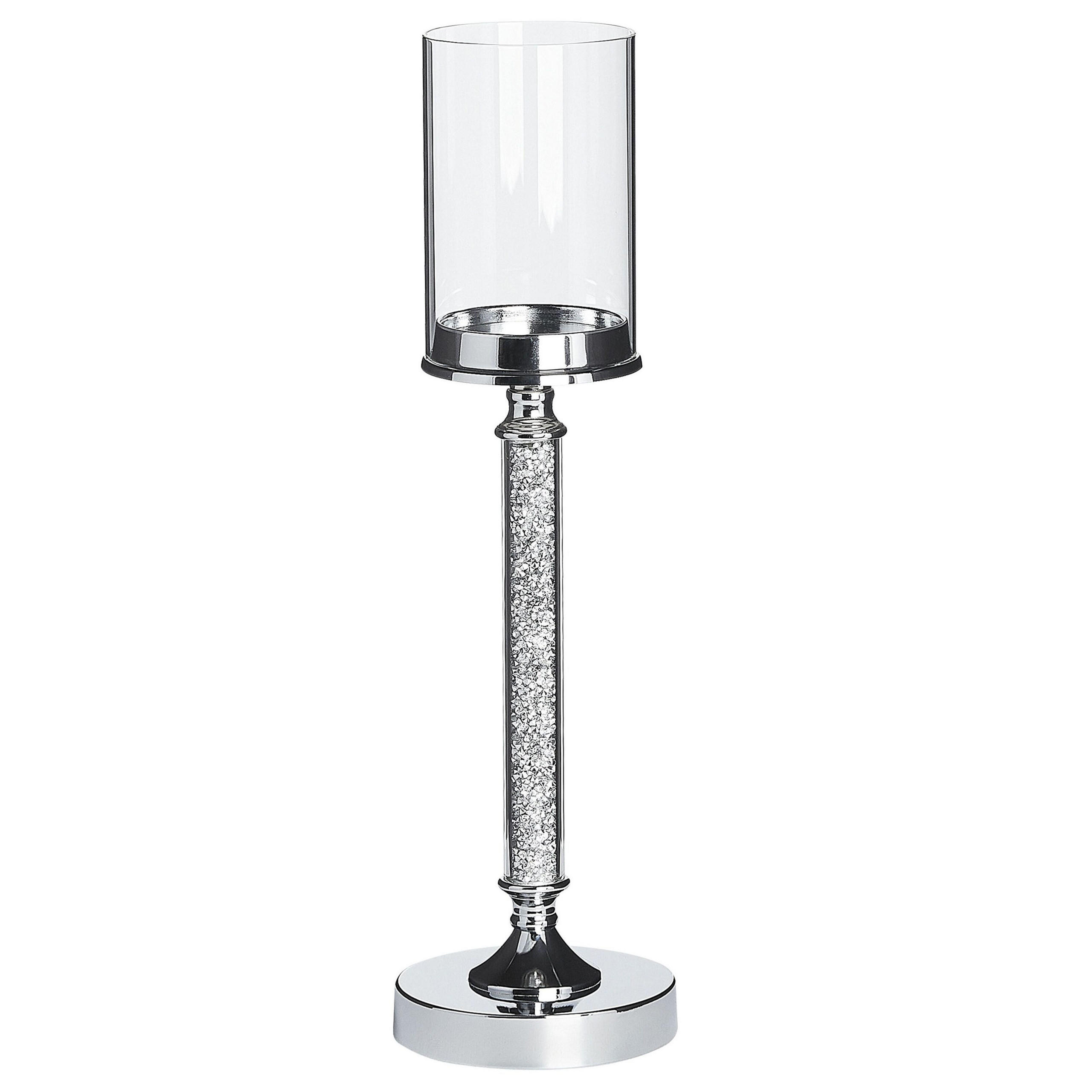 KERZENSTÄNDER Silber Abbeville - Silberfarben, Glas (13/48/13cm) - Beliani