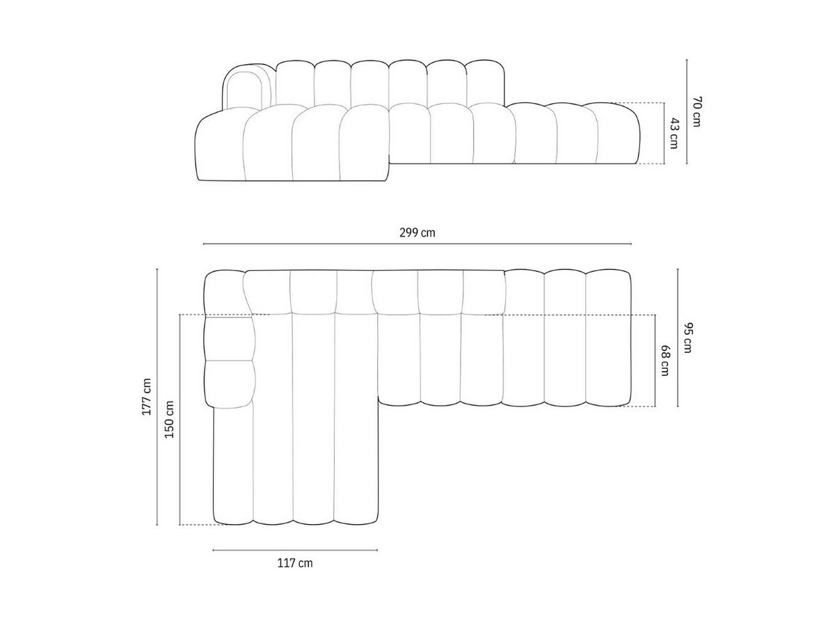 ECKSOFA modular links Lupine aus Samt terrakotta 5 Sitzplätze - Terra cotta, Textil (177/299cm) - Micadoni