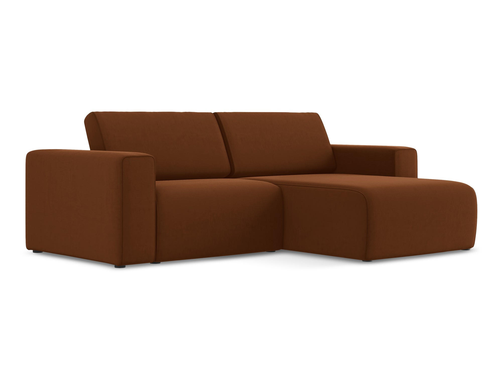 ECKSOFA Rechts Samt Stoff Orange - Rot/Terra cotta, Kunststoff/Textil (224/167cm) - Makamii