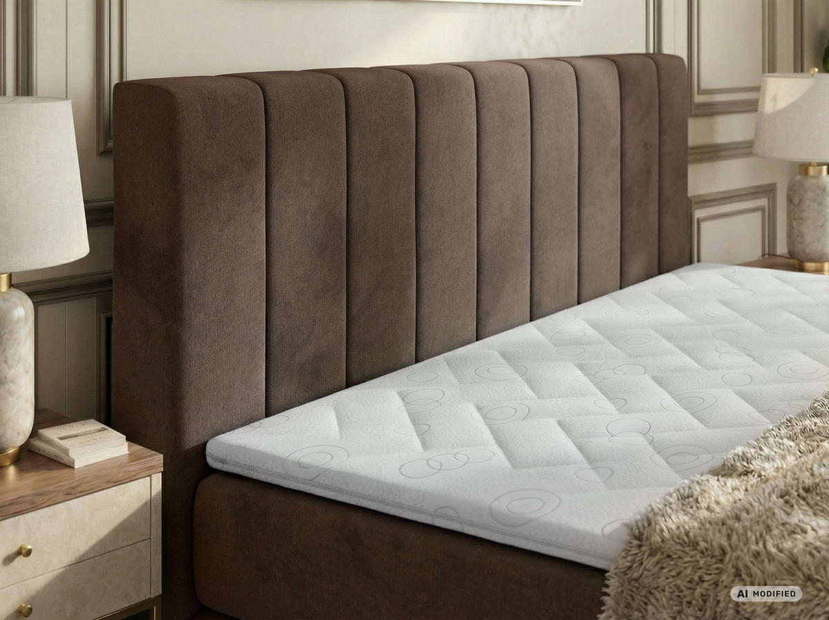 BOXSPRINGBETT ALVER KING 160/200 - Braun Velvet - Topper T25 - H3 - Schwarz/Braun, Kunststoff/Textil (160/200cm) - MKS