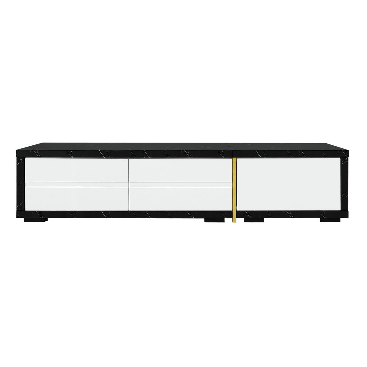 TV ormarić 140-260/40/30 cm bijeli i crni mramorni od MDF-a i iverice s rotacijom - bijela, drvni materijal (260/30/40cm) - OKWISH