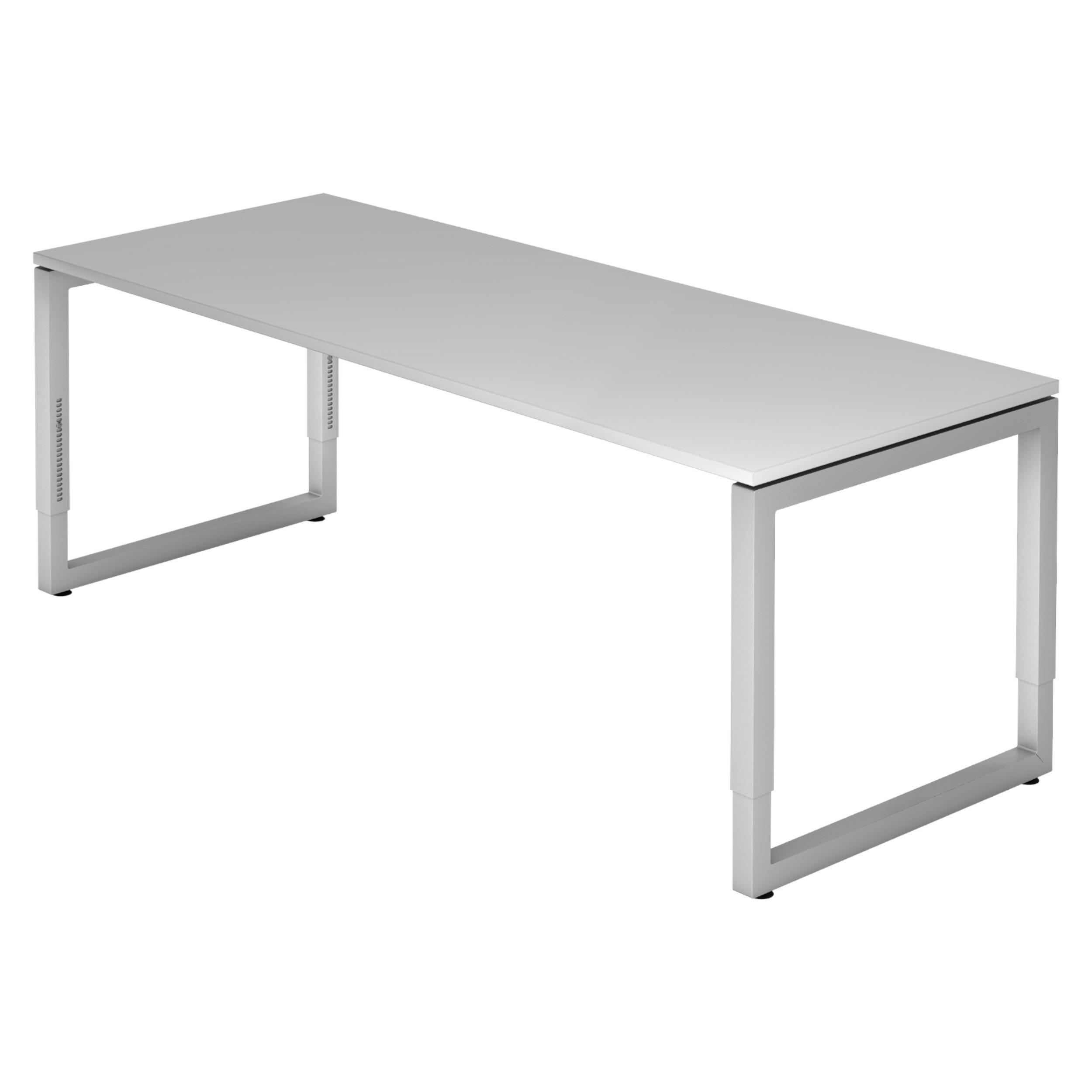 bümö Schreibtisch Grau, Silber 200x74x80 cm