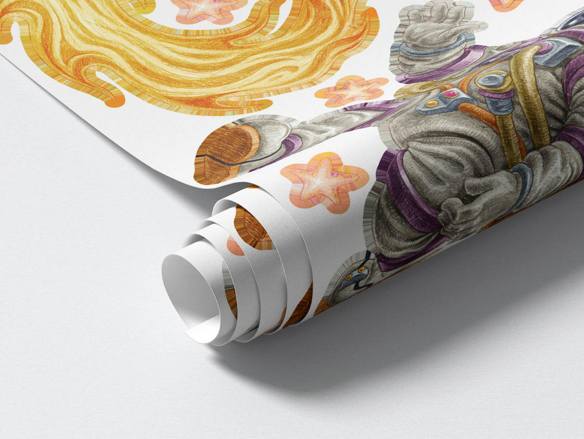 WANDAUFKLEBER 130x224cm - Planeten im Weltraum - Multicolor, Kunststoff (130/224/0.1cm) - Wallfluent