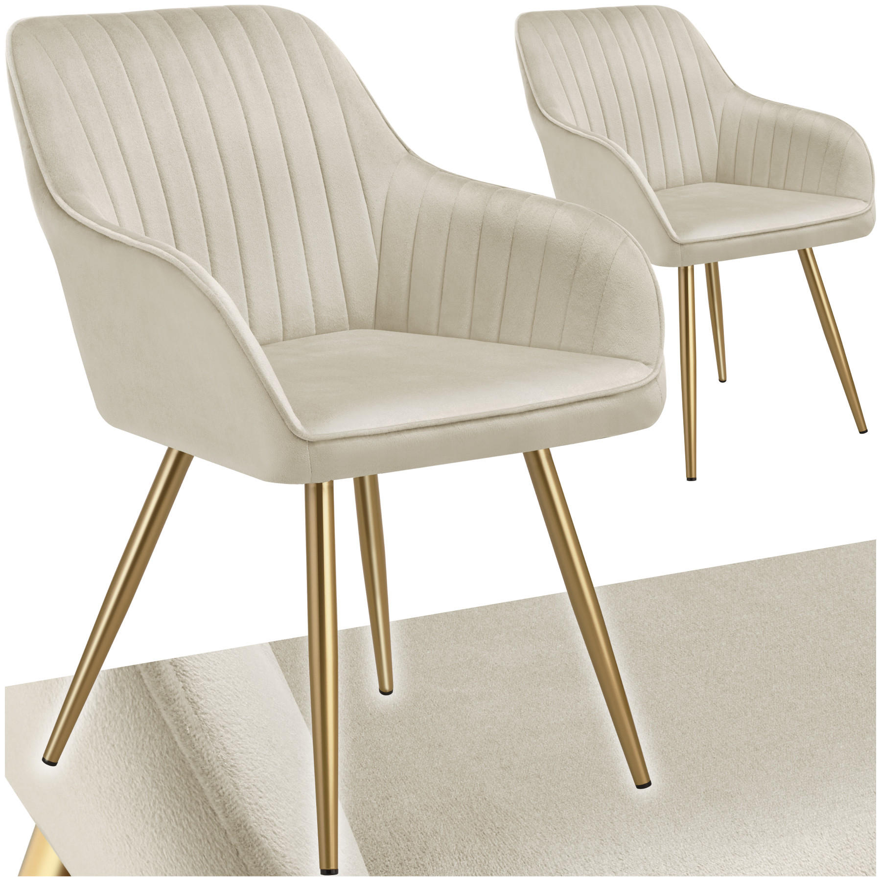 ESSZIMMERSTUHL 2er Set Marilyn 58 x 62 x 82 cm creme/gold - Goldfarben/Creme, Kunststoff (58/82/62cm) - tectake
