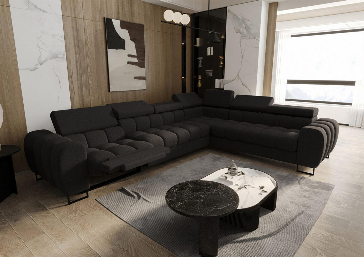 ECKSOFA Bastien Relax - Dunkelgrau, Holzwerkstoff/Textil (330/260cm) - Fun Möbel