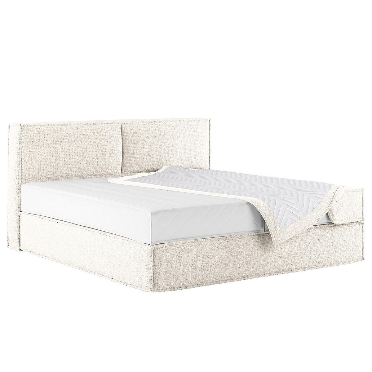 BOXSPRINGBETT mit Kopfteil - Premium - Weiß, Textil (180/200cm) - home24