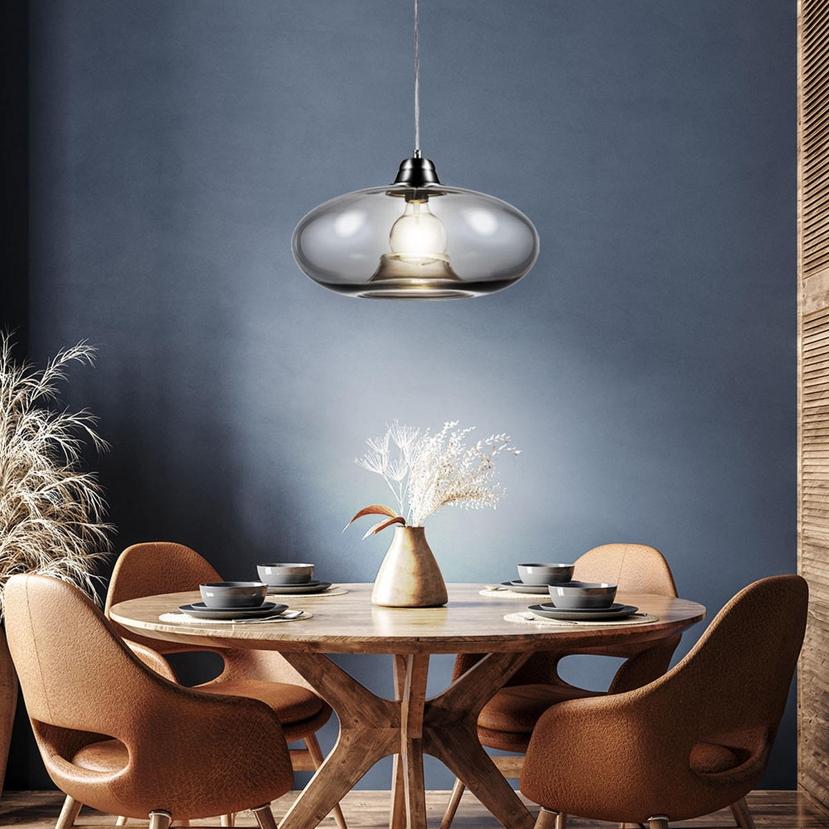 LED HÄNGELEUCHTE LILLE Grau Metall Glas - Grau, Glas (40/40/150cm) - Nowa