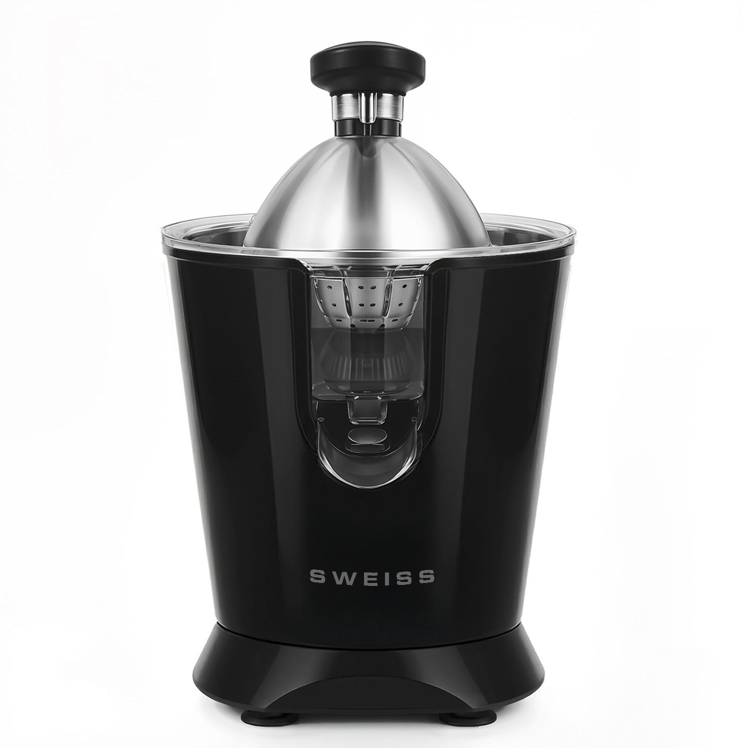 ZITRUSPRESSE ZEST9 Schwarz, tropffreier Ausgießer, leistungsstarker Gelenkarm, 160 W - Schwarz, Metall (18.5/29/25cm) - SWEISS