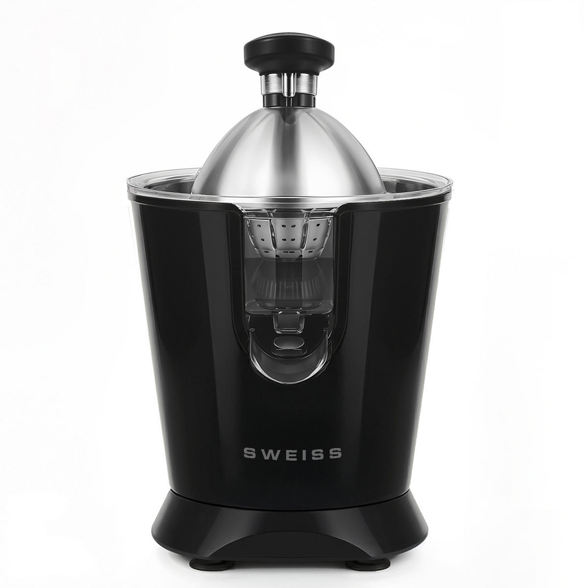 ZITRUSPRESSE ZEST9 Schwarz, tropffreier Ausgießer, leistungsstarker Gelenkarm, 160 W - Schwarz, Metall (18.5/29/25cm) - SWEISS