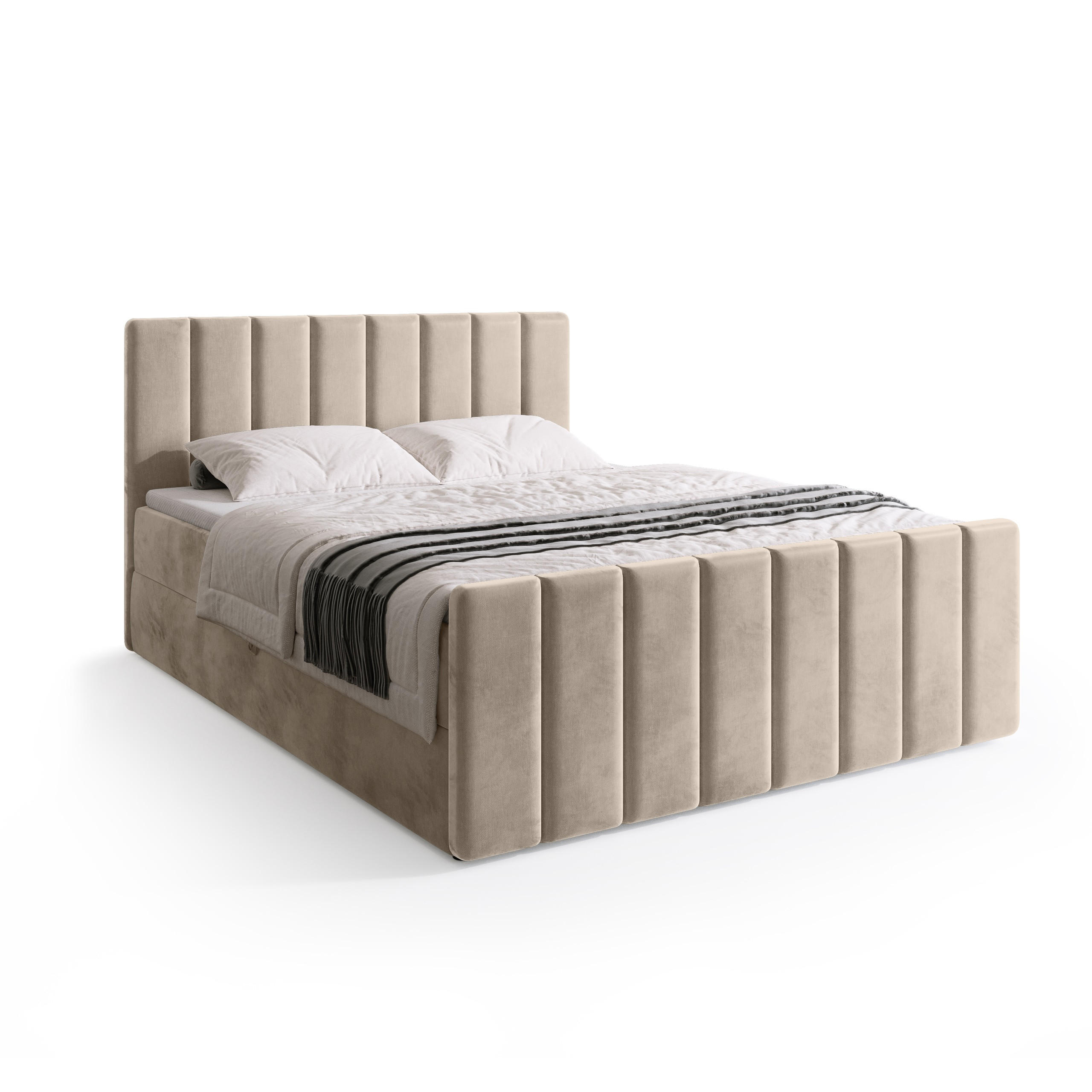 BOXSPRINGBETT Denver DUO mit Topper 160x200 Beige - Ecru, Textil (160/200cm) - Bromarkt