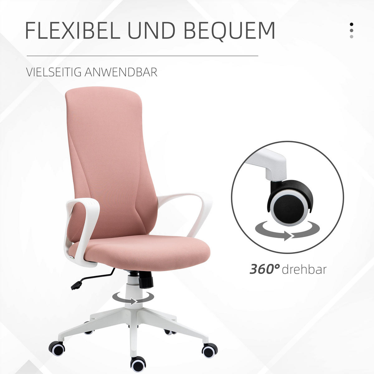 BÜROSTUHL, PC Stuhl, Stretchstoff, Rosa - Rosa, Textil (56/119.5/62cm) - Vinsetto
