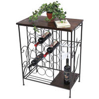 WEINREGAL mit Holzablage und Glashalter Metall Braun 83 cm 12977 - Braun, Metall (62/83/36cm) - DanDiBo