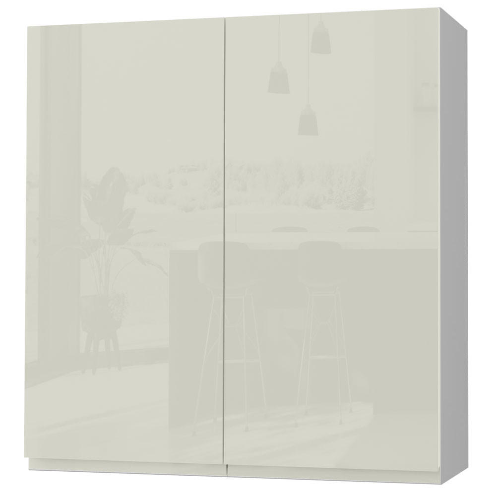 HÄNGESCHRANK Florence W4/90 Grau / RAL 1013 perlweiß HG 90 / 32,5 / 96cm - Weiß Hochglanz/Grau, Holz/Holzwerkstoff (90/96/32.5cm) - Feldmann-Wohnen
