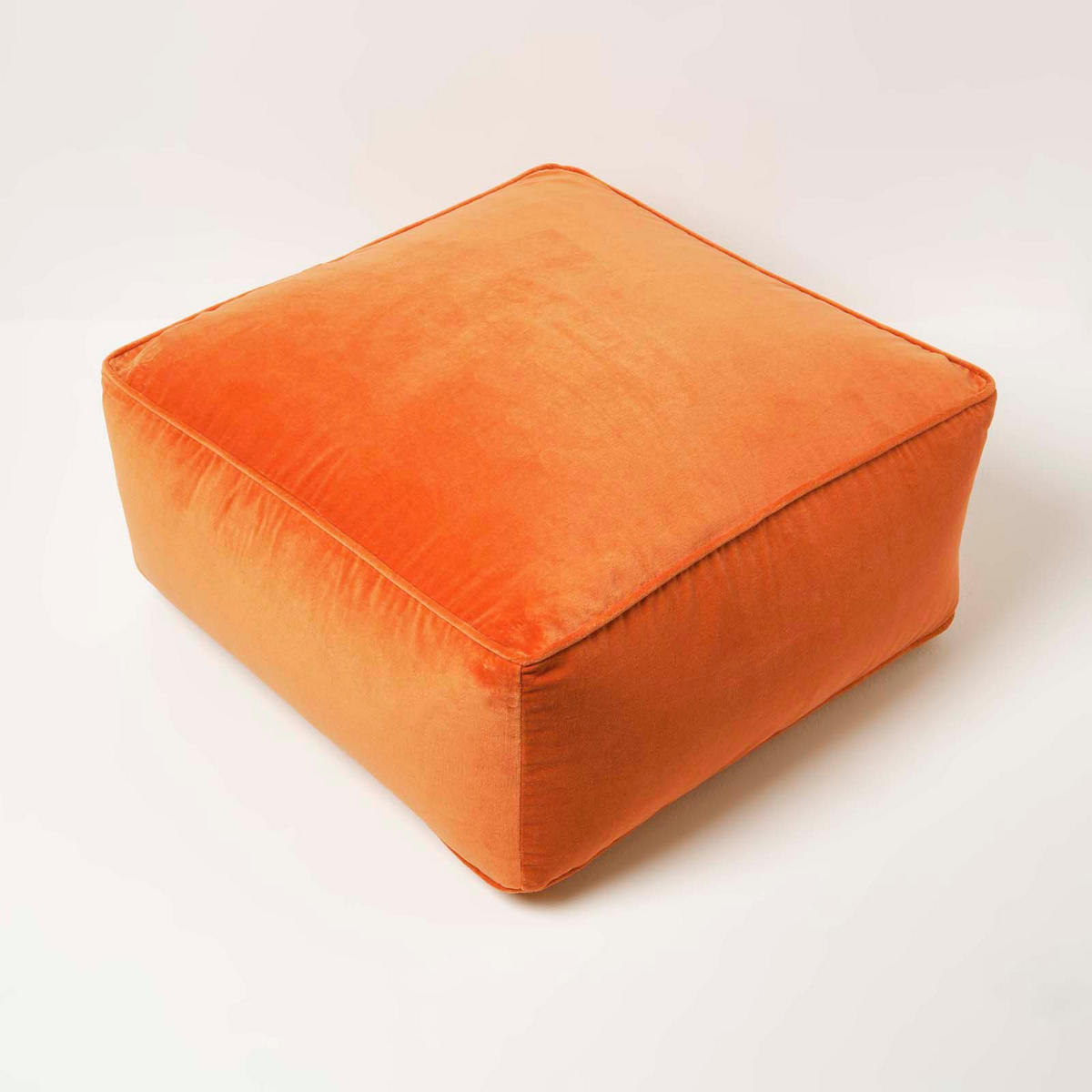 SITZPOUF orange mit Samt-Bezug, 60/60/27 cm - Orange, Textil (60/27/60cm) - Homescapes