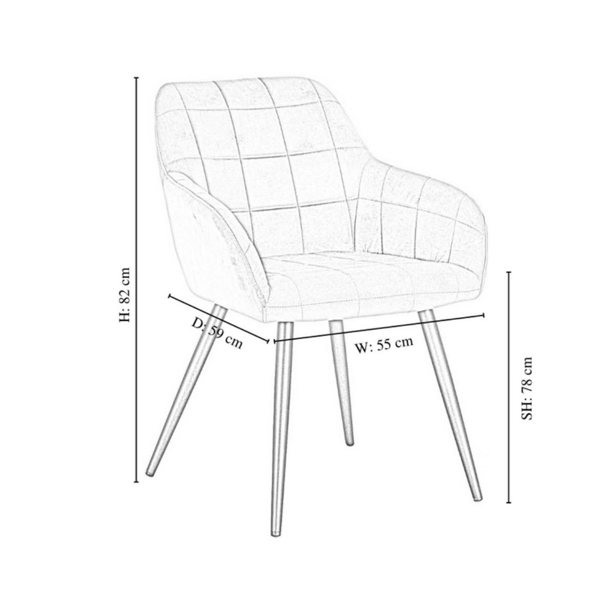STUHL 4er-Set Samtcreme - Weiß, Metall (55/82/59cm) - Life Interiors