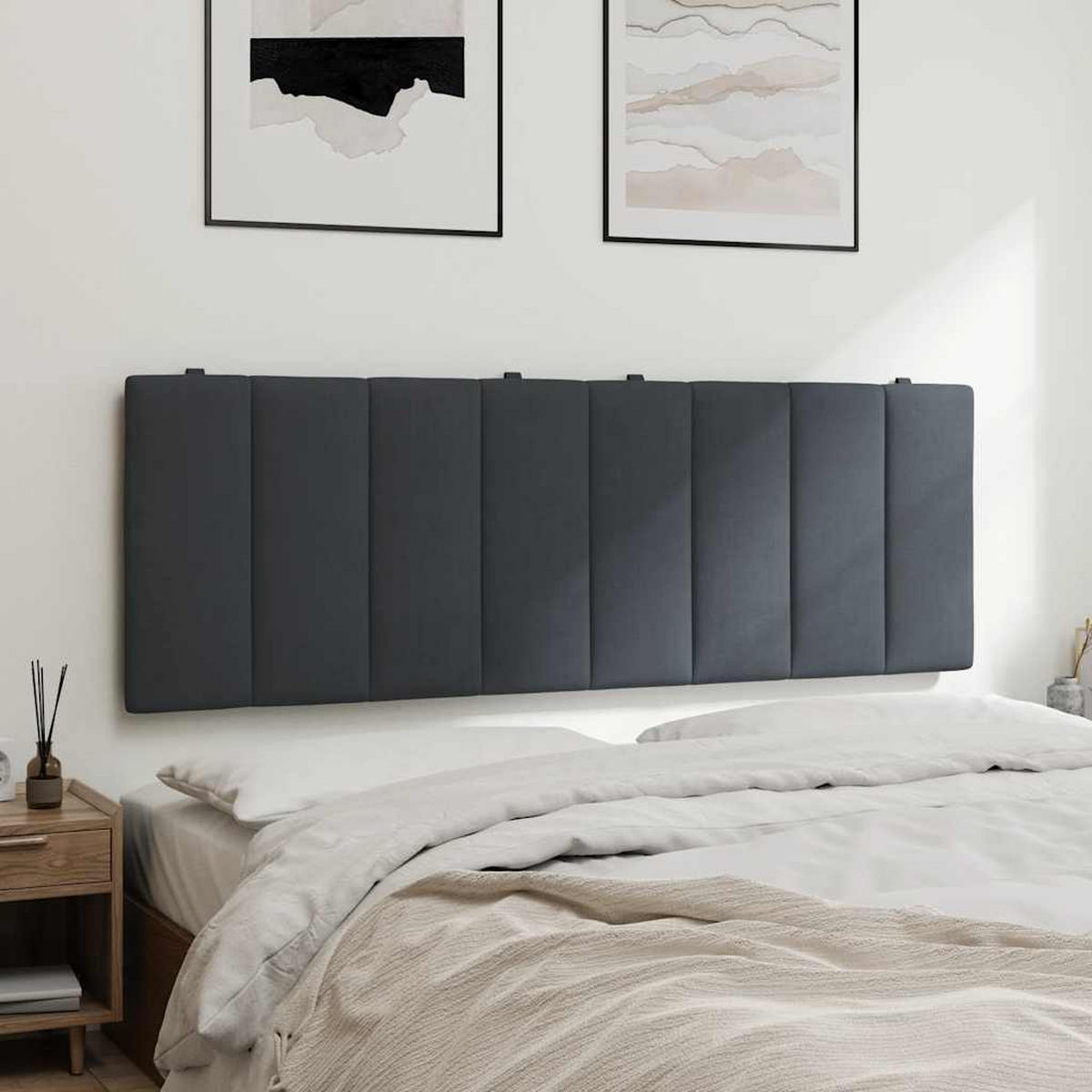 KOPFTEIL-KISSEN Dunkelgrau 140 Cm Samt - Dunkelgrau, Naturmaterialen - vidaXL