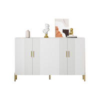 SIDEBOARD 160/35/100 cm, mattweiß mit goldenen Griffen und Metallbeinen, 4 Türen, höhenverstellbare Einlegeböden, Weiß - Weiß, Holzwerkstoff (160/100/35cm) - Redom