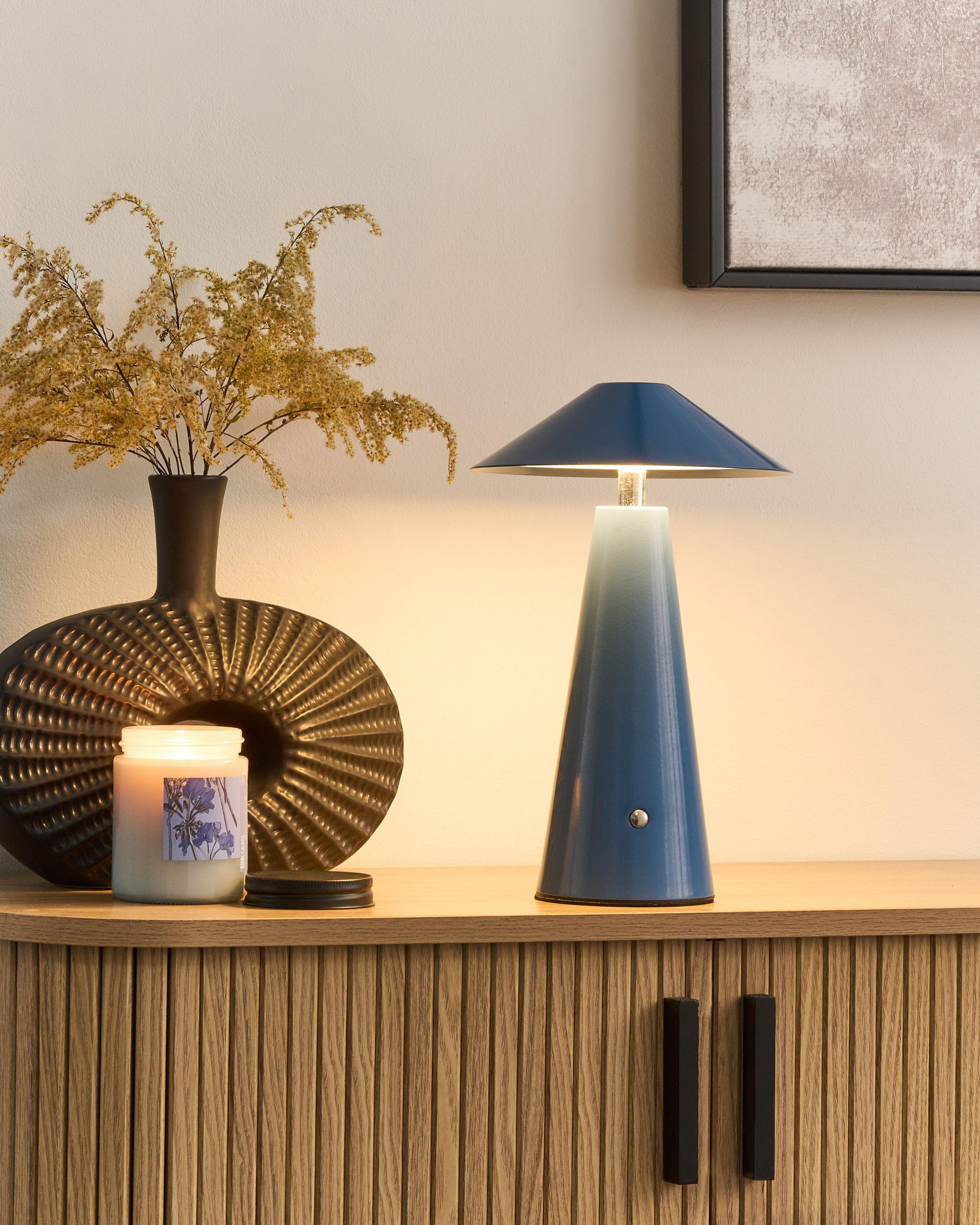 LED-TISCHLEUCHTE Blau/Schwarz/Weiß/Silber Apayao - Blau/Silberfarben, Metall (18/18/29cm) - Beliani