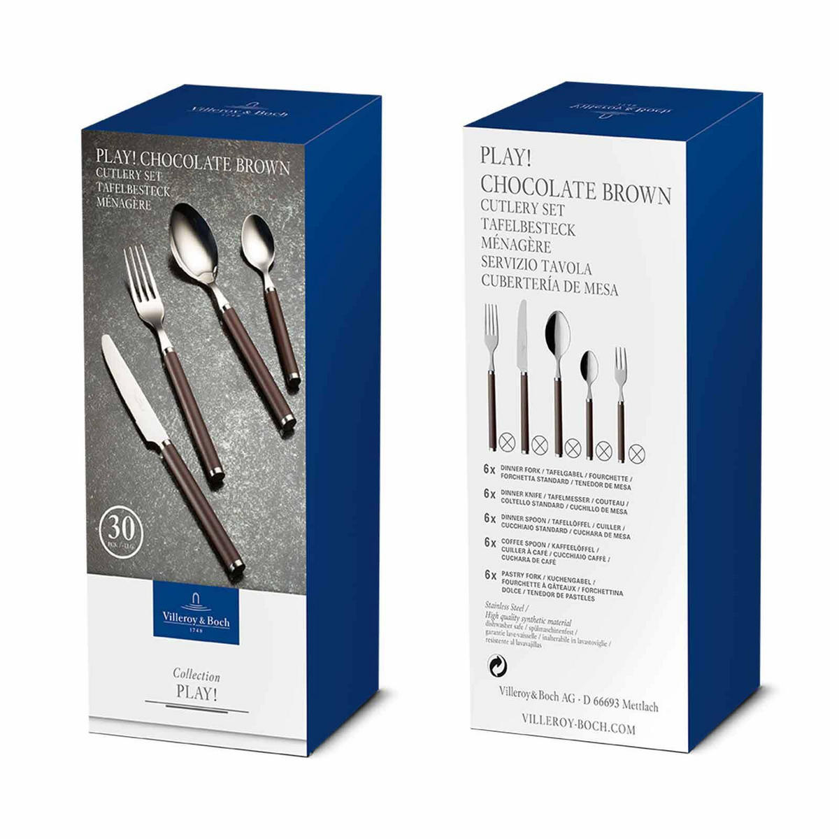 TAFELBESTECK Play! Chocolate Brown 30er Set - Braun, Metall - Villeroy & Boch