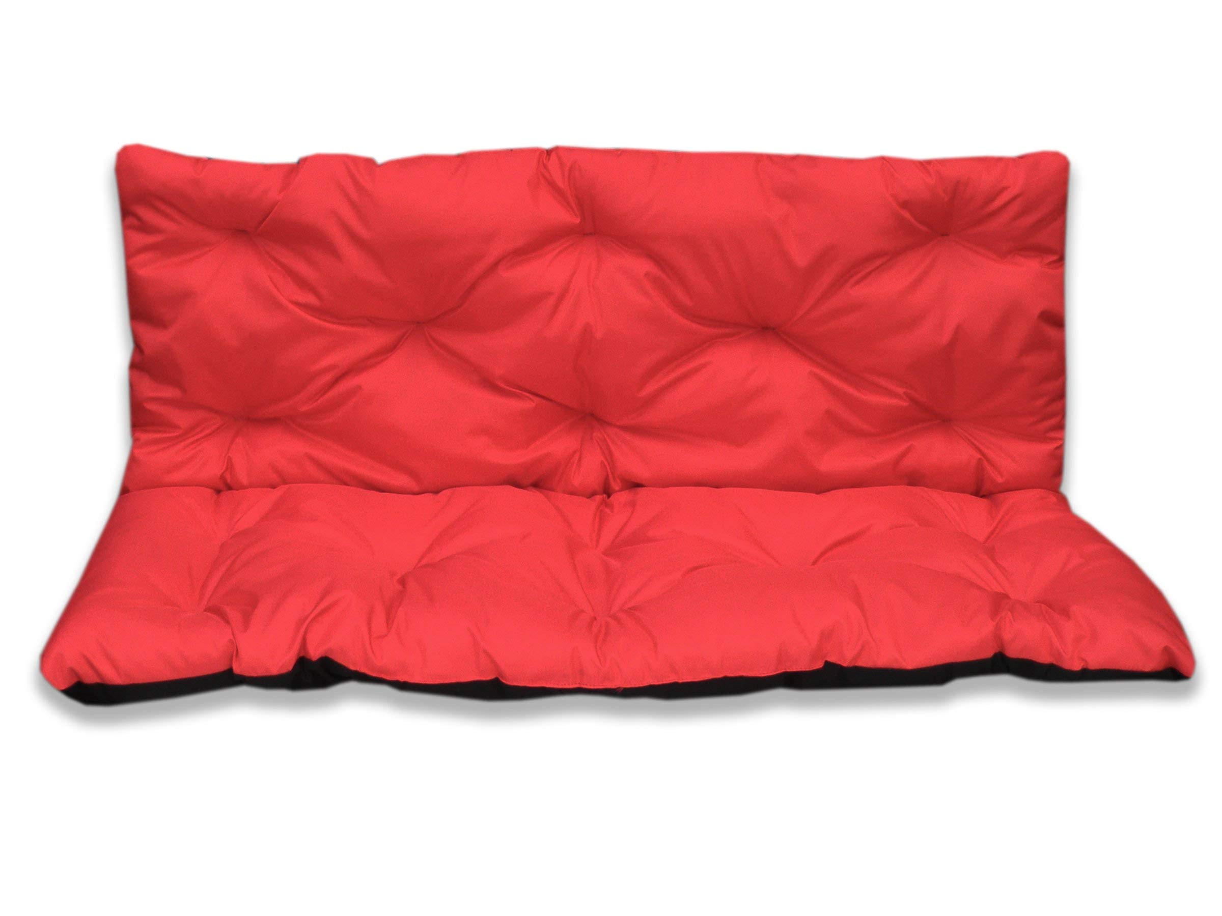 SITZKISSEN mit Rückenteil für 2 Personen Bankauflage KOMPLETT (135x60x50 cm, Rot) - Rot, Naturmaterialien (135/50/60cm) - Best for Kids