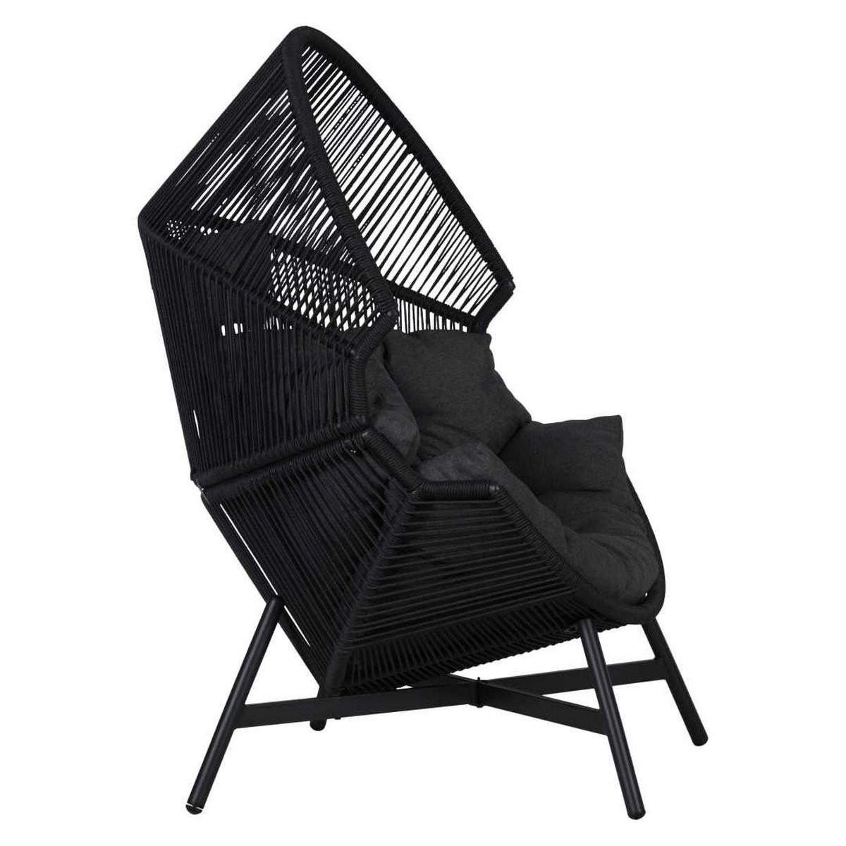 GARTENSESSEL, Benny, Schwarz, Rattan, 98 x 100 x 142 cm - Schwarz, Naturmaterialien (98/142/100cm) - ebuy24