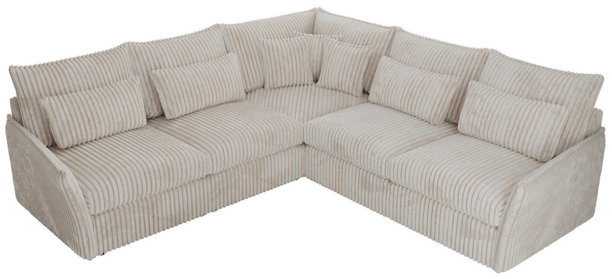 ECKSOFA VERSO L Beige Cord - Beige/Schwarz, Kunststoff/Textil (270/270cm) - MKS
