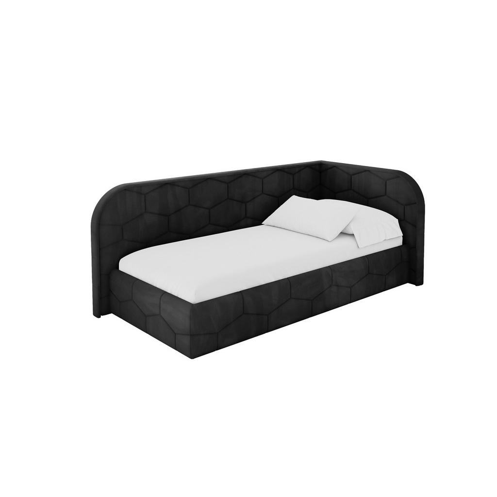ALTDECOR JEDNOLŮŽKOVÁ POSTEL pro mládež s úložným prostorem, vlevo - JAXY 100x200 černá