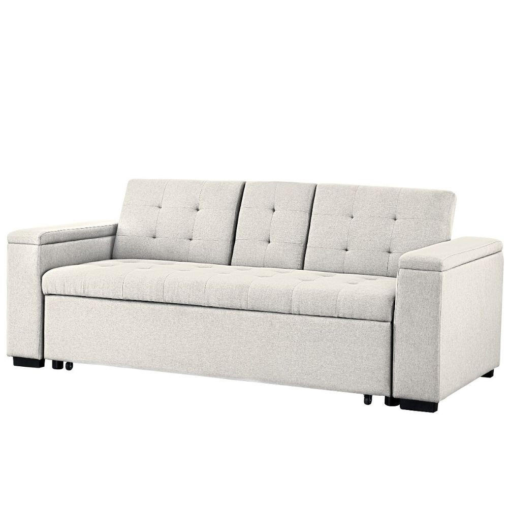 SCHLAFSOFA noho beige 3-sitzer stoff - Beige, Holz (203/85/85cm) - Concept Usine