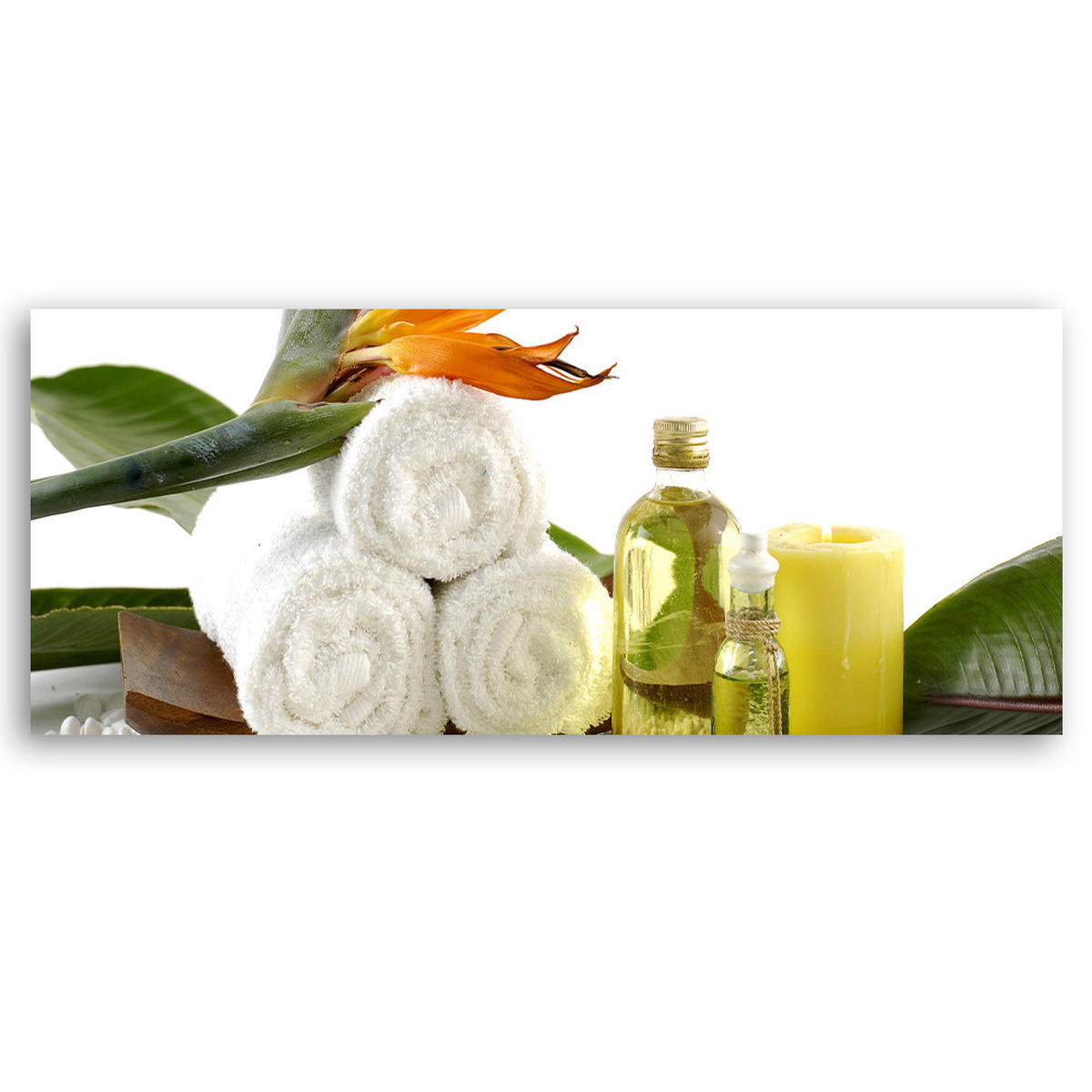 WANDBILD spa set - Weiß, Textil (90/30cm) - Feeby