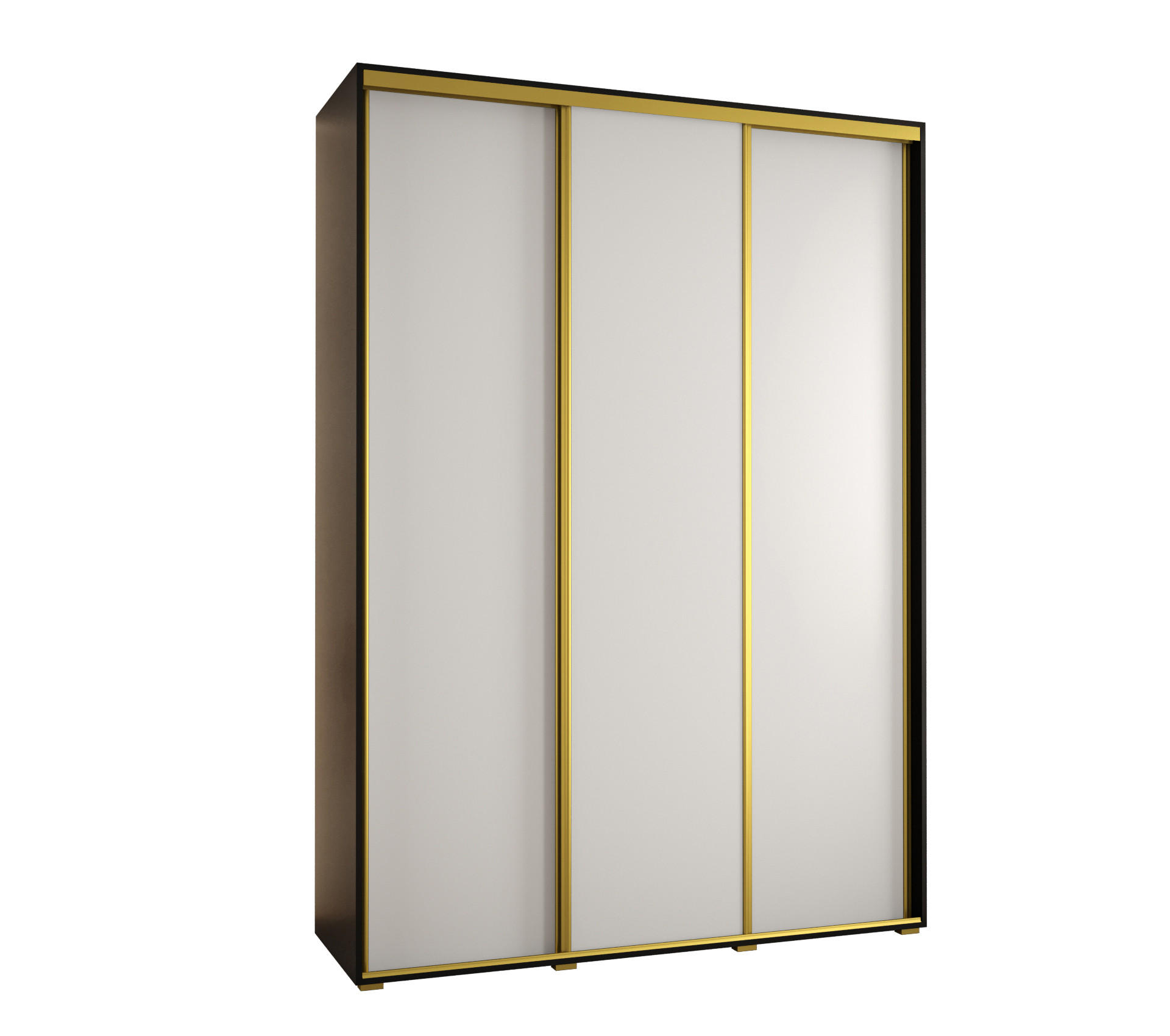 Abiks Möbel Schwebetürenschrank Schwarz, Weiß, Gold 170x235x45 cm