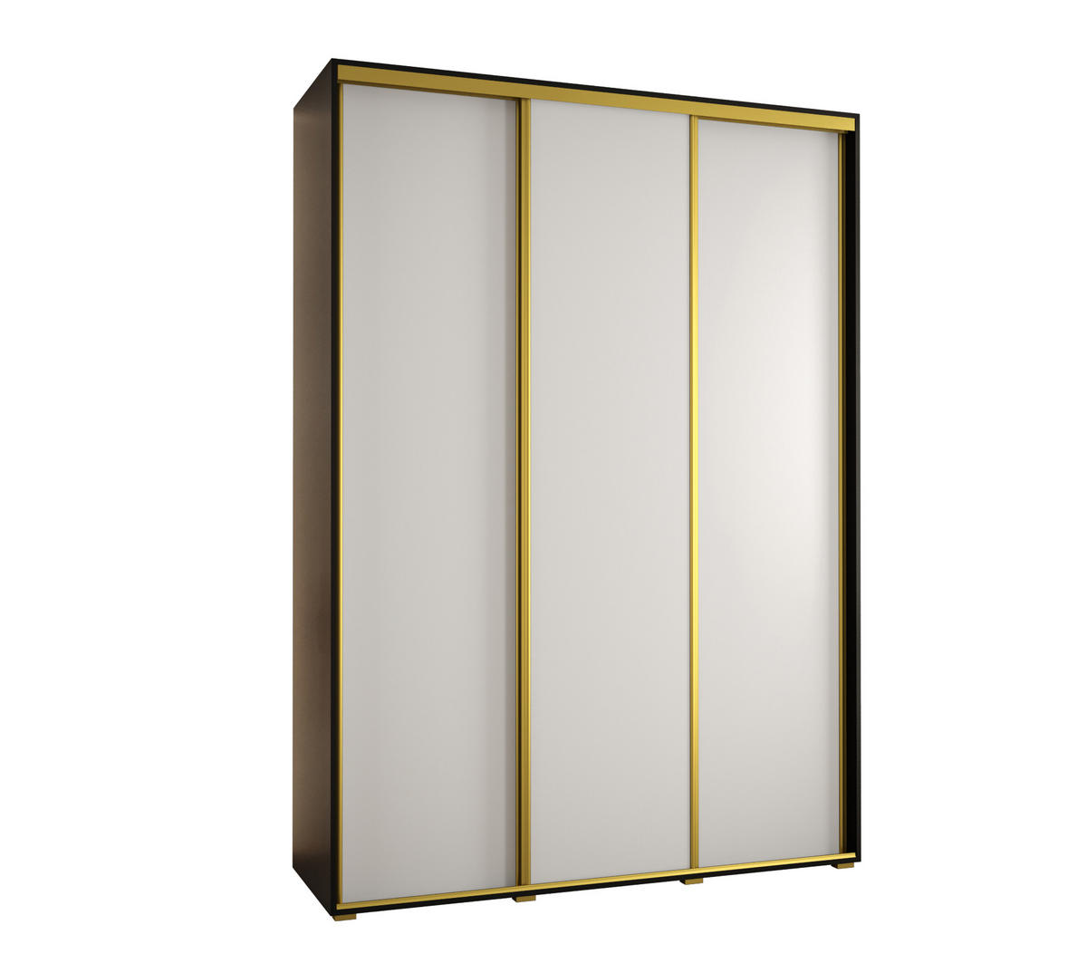 SCHWEBETÜRENSCHRANK 235,2/170/45 3-türig - Goldfarben/Schwarz, Holz/Metall (170/235/45cm) - Abiks Möbel