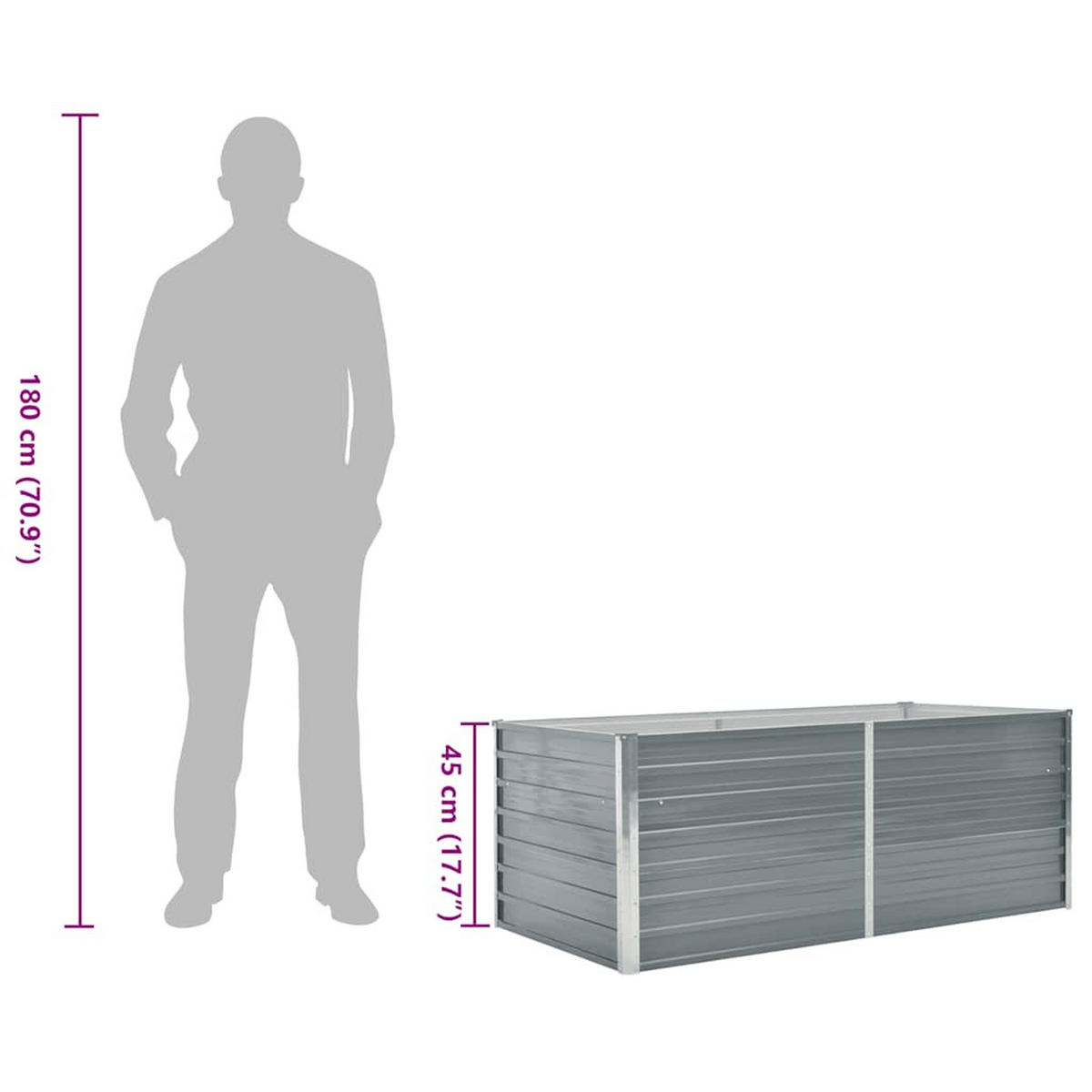 HOCHBEET 160/80/45 Cm Verzinkter Stahl Grau - Grau, Metall (80/45/160cm) - vidaXL