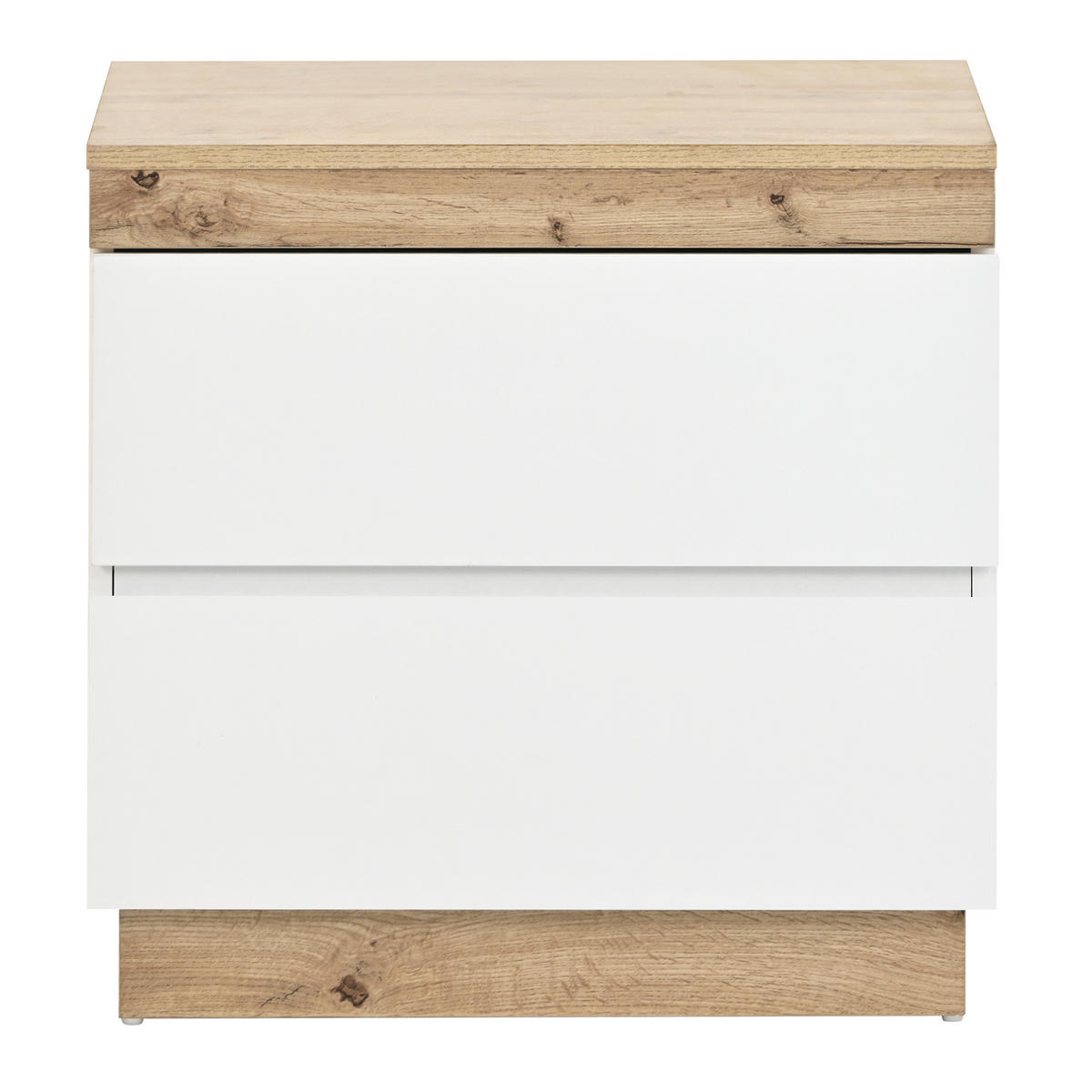 ESSTISCH in Weiß/Eicheoptik mit 2 Schubladen,55/40/55 cm - Eichefarben, Holzwerkstoff (55/40/55cm) - Flora Grace
