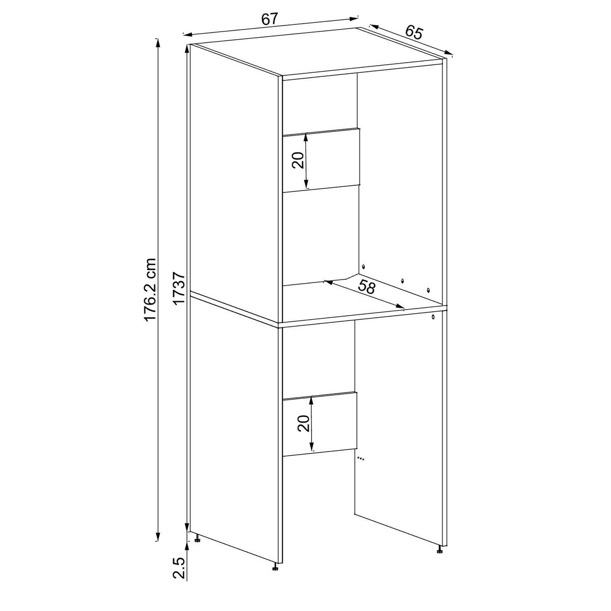 WASCHMASCHINENSCHRANK DUO-II 67cm Breit, 176cm Hoch - Weiß, Holzwerkstoff (67/176/65cm)