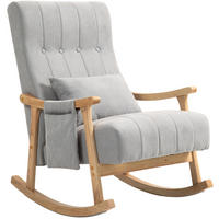 SCHAUKELSTUHL 65/90/98 cm grau aus Polyester mit Nierenkissen und Seitentaschen - Grau, Textil (65/98/90cm) - OKWISH