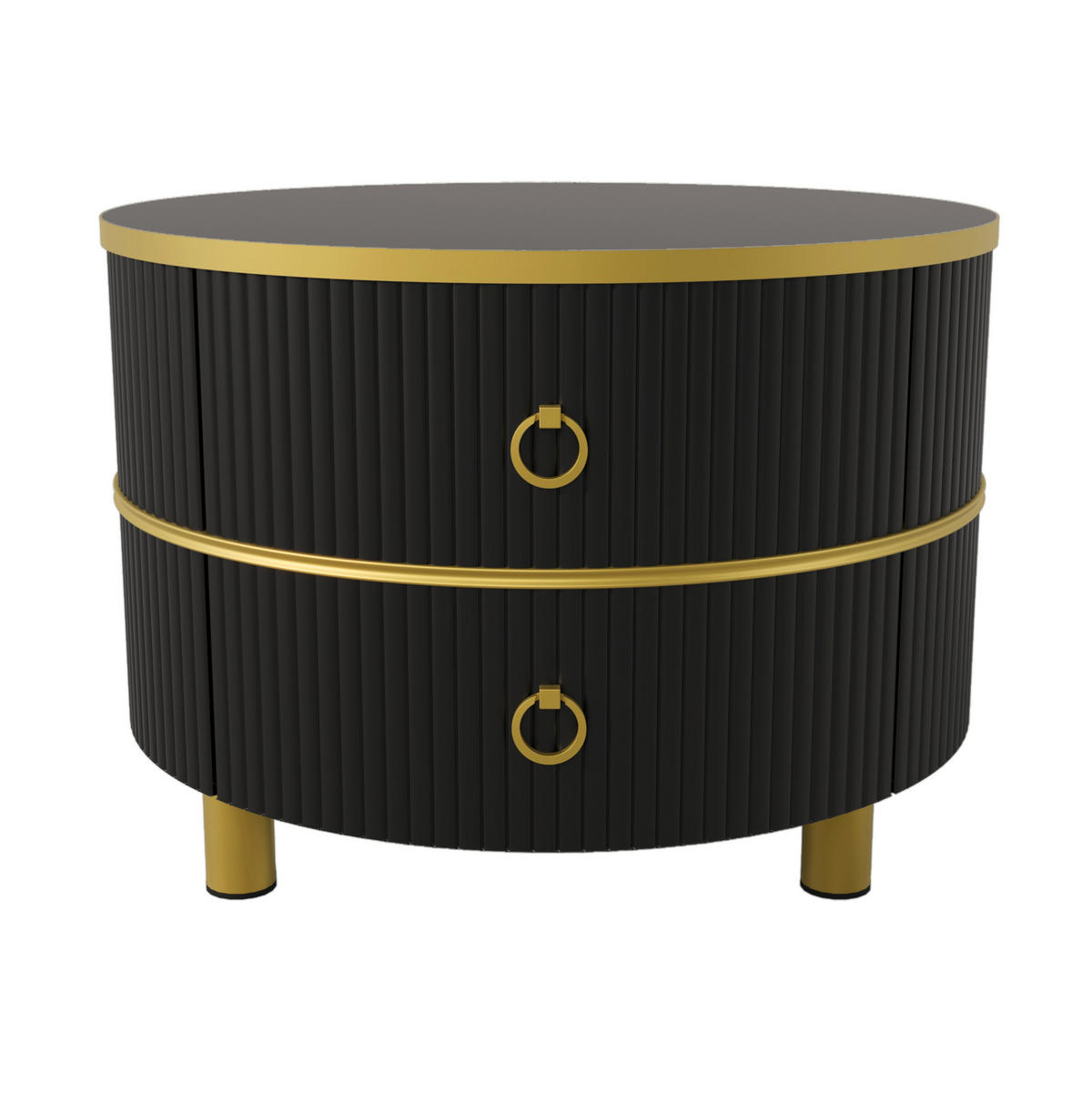 COUCHTISCH-SET, 2-teilig, MDF/Tanne mit gehärtetem Glas & Hochglanzfläche, 70/70/45 + 50/50/40 cm, Gold und Schwarz - Schwarz, Holzwerkstoff (70/70/46cm) - Redom