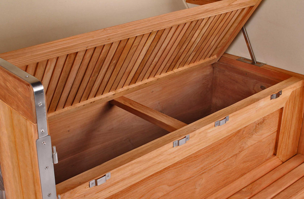 STRANDKORB Baltikum Teak 2,5 Sitzer - Blau/Braun, Holz/Metall (142/170/95cm) - Mr. Deko