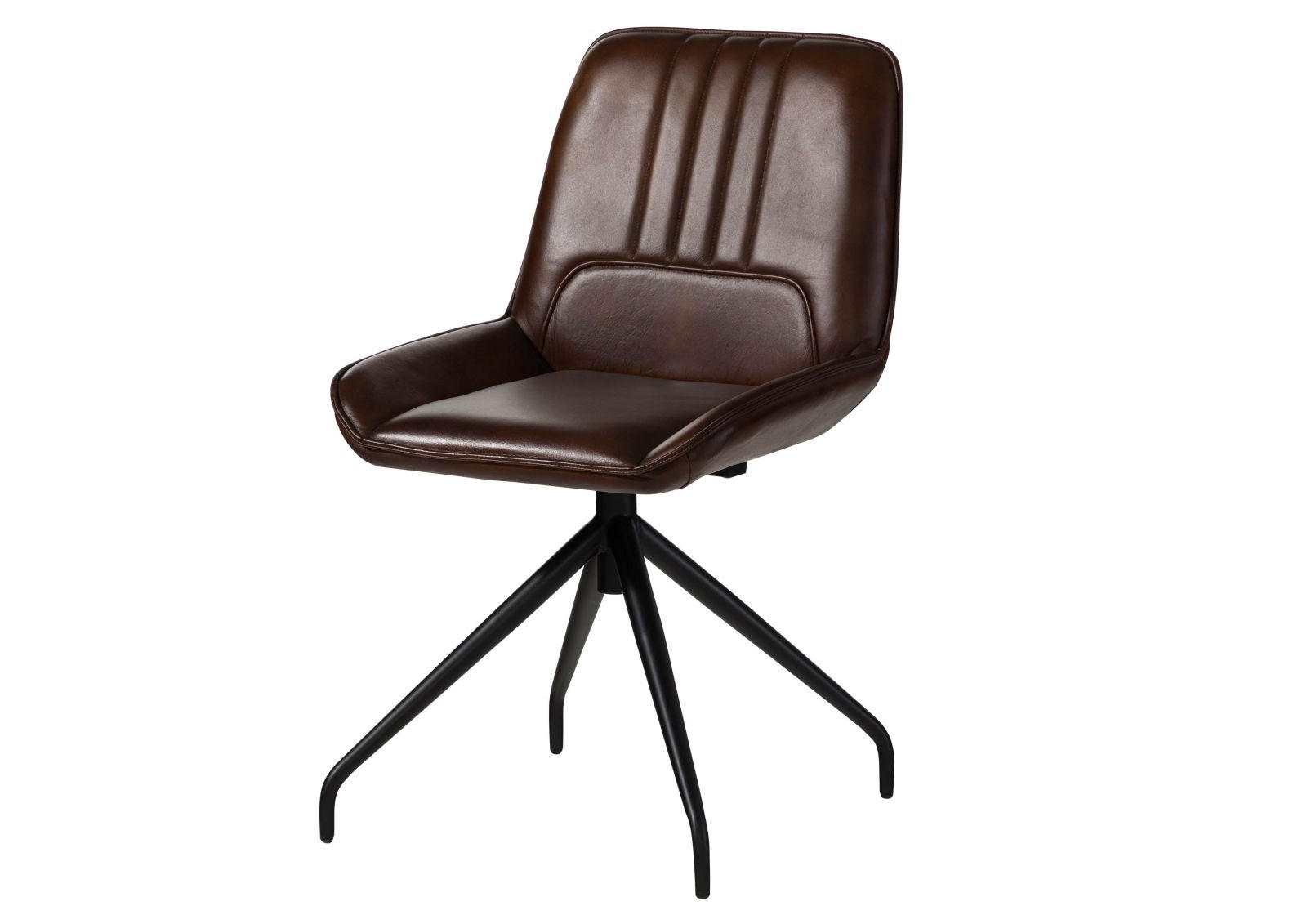 STUHL Echtleder 49 x 56 x 83 cm braun IRON LABEL #110 - Braun, Leder (49/83/56cm) - Massivmoebel24