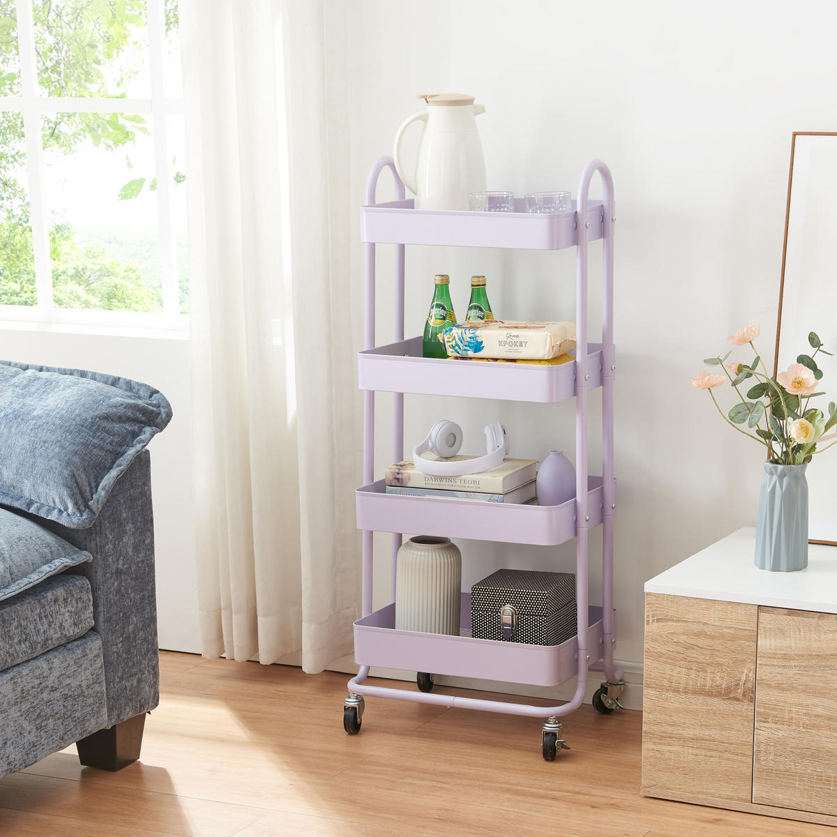 SERVIERWAGEN Pyhäntä - Lila, Metall (46/103.5/35cm) - [en.casa]