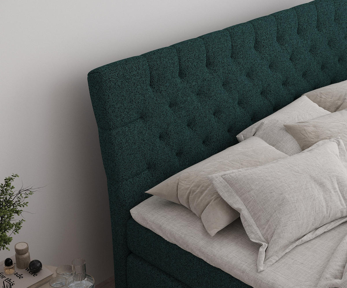 BOXSPRINGBETT Seraphine Grün 140/200 cm - Schwarz/Grün, Holz/Holzwerkstoff (140/200cm) - Maison de Reve