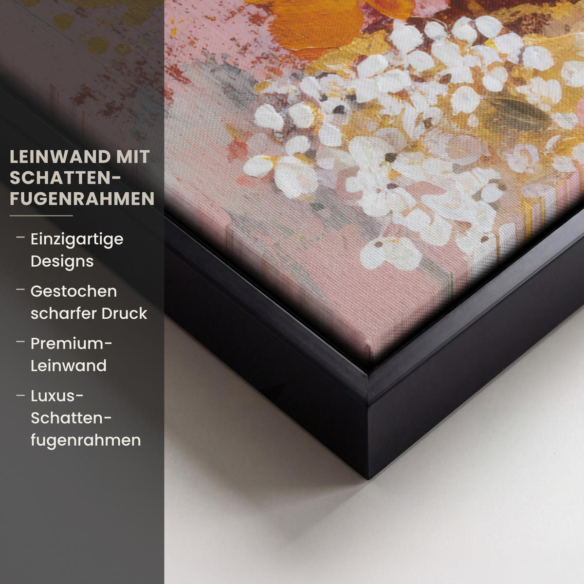 LEINWAND Bilder mit Rahmen - Malerei - Blumen - Rustikal - Rosa - 60x80 - Altrosa, Textil (60/80cm) - MuchoWow