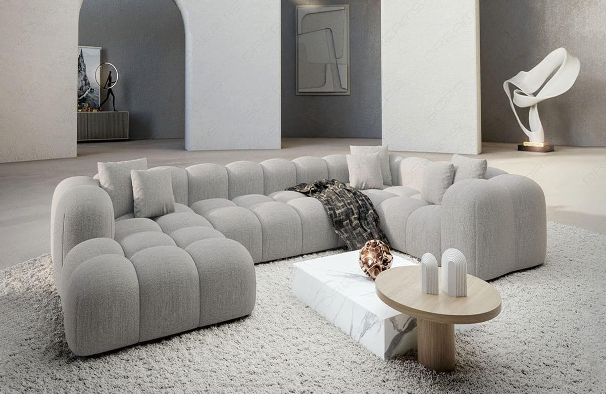 WOHNLANDSCHAFT Cloud Hellgrau Strukturstoff - Hellgrau, Kunststoff (314/72/184cm)