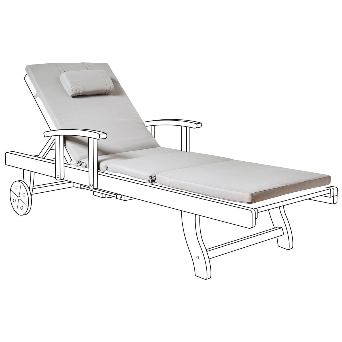 Liegenauflage Hellgrau 58/189 cm Toscana/Java/Amantea Premium - Hellgrau, Textil (189/5/58cm) - Beliani