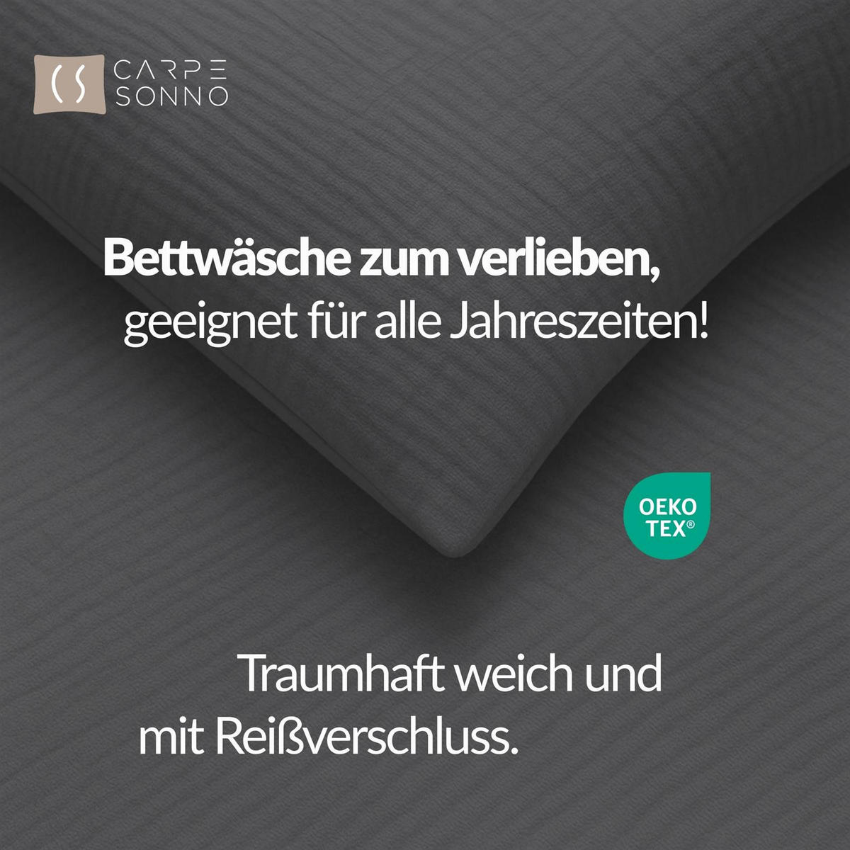 MUSSELIN-BETTWÄSCHE 135x200 Uni - Bettbezug Bügelfrei aus 100% Baumwolle - Einfarbig Anthrazit - Anthrazit, Textil (135/200cm) - Carpe Sonno