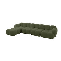 ECKSOFA modulares Sofa Links Miko-L3 390x205x75 Grün Bouclé - Smaragdgrün/Schwarz, Holzwerkstoff/Kunststoff (390/205cm) - ALTDECOR