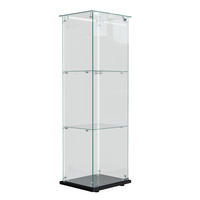 VITRINE, LED-Lichtleiste, 3 Einlageplatten, einzeltür mit Schloss, Schwarz - Schwarz, Glas (39.8/123.3/35cm) - BRILVERDE