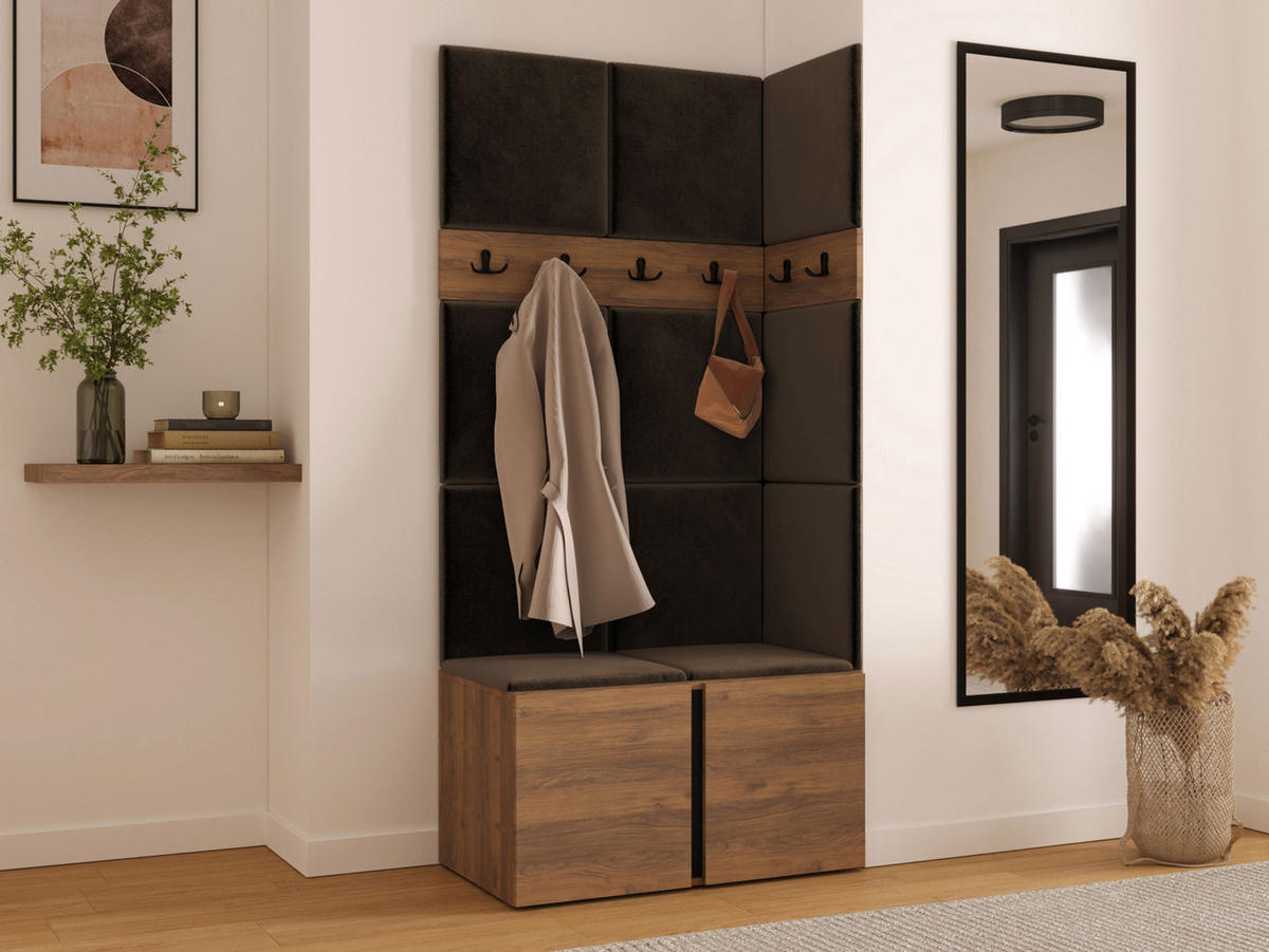 MOBILIER PENTRU HOL Orion I - maro/culoare lemn de nuc, material plastic/compozit lemnos (84/186/46cm) - MIRJAN24