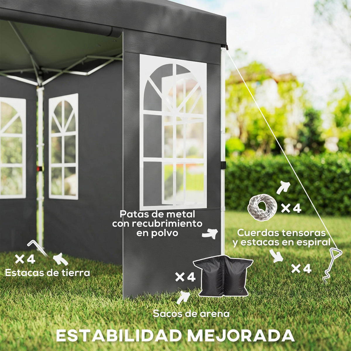 POP-UP-FALTZELT, 3×3m, dunkelgrau - Grau, Textil (293/272/293cm) - Vallsero