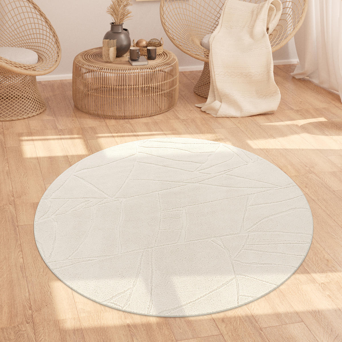 HOCHFLORTEPPICH 160/160 cm Tokio 474 - Creme, Textil (160/160cm) - Paco Home