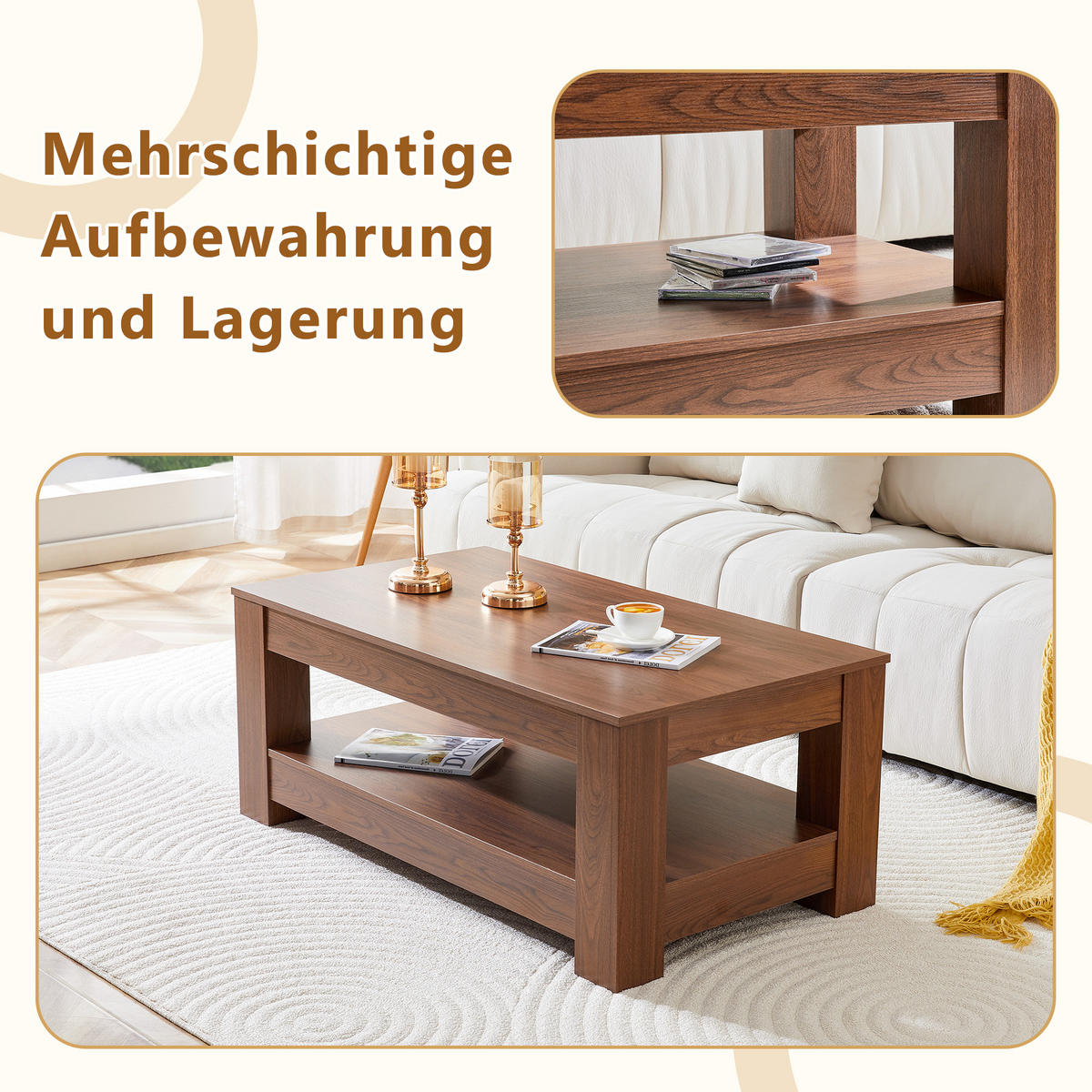 COUCHTISCH Walnuss 100/50/45 cm - Walnussfarben, Holzwerkstoff (50/100/45cm) - PANGIVO
